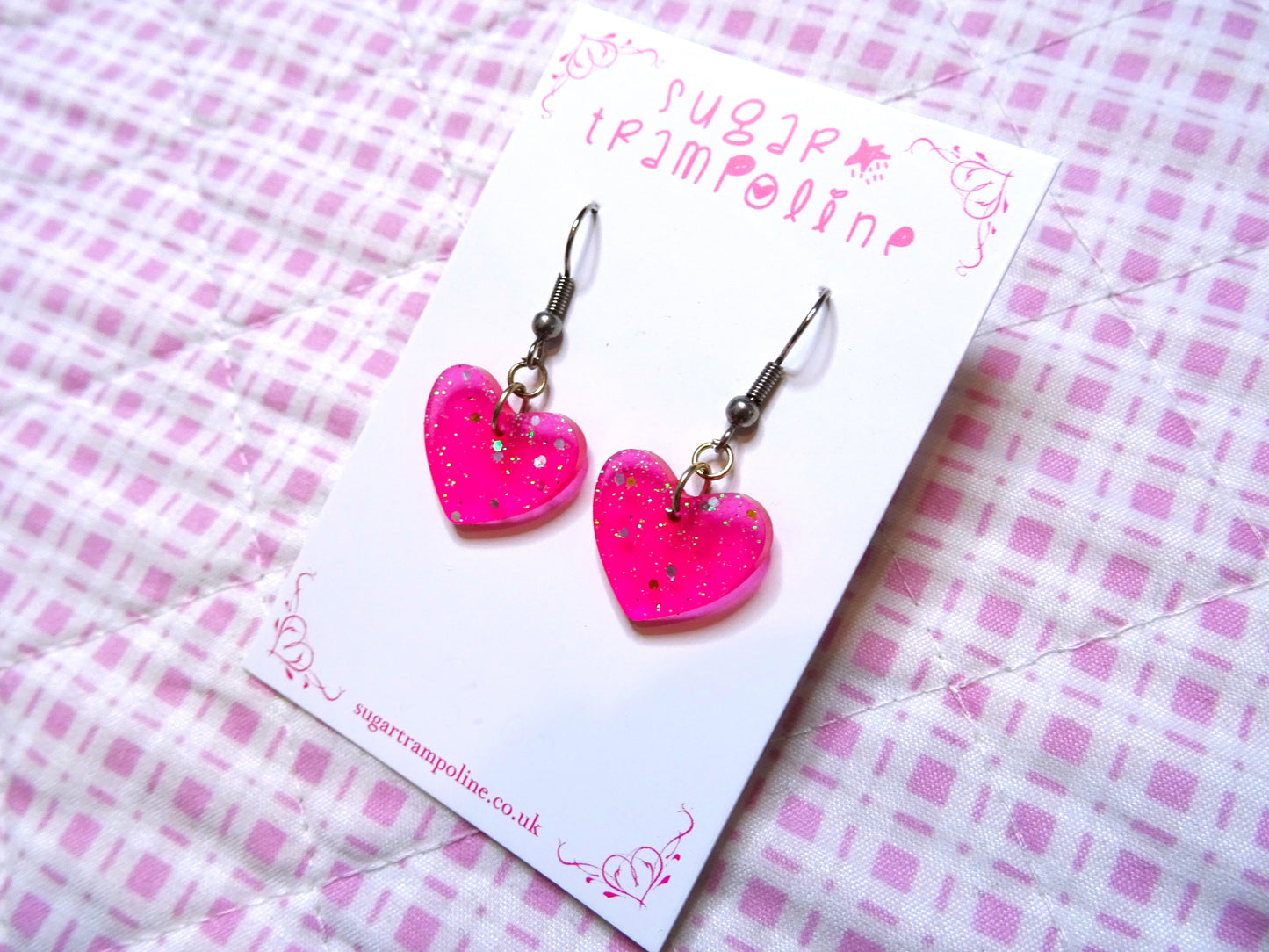 Pink Heart Shaped Resin Lovecore Earrings