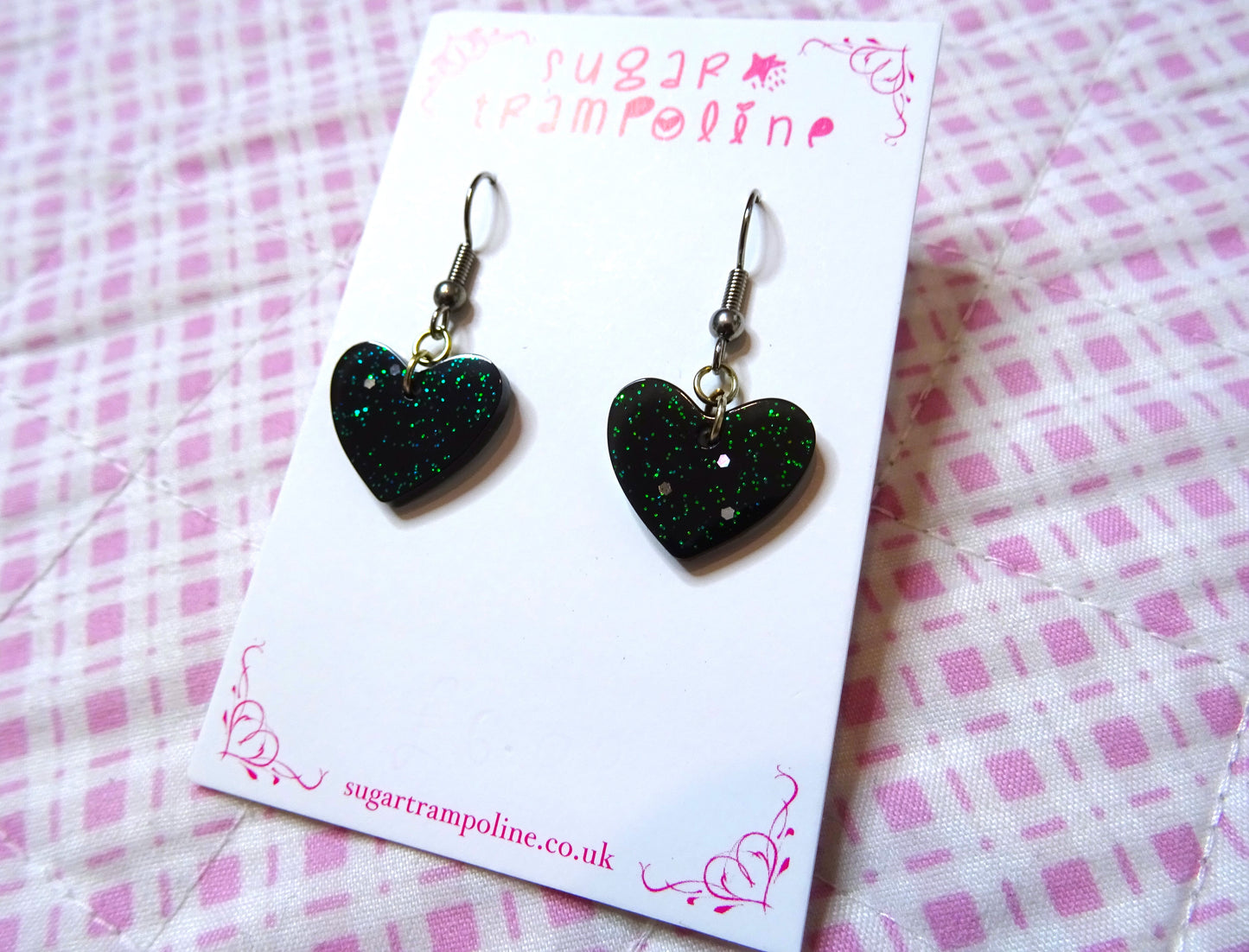 Black Heart Shaped Resin Lovecore Earrings