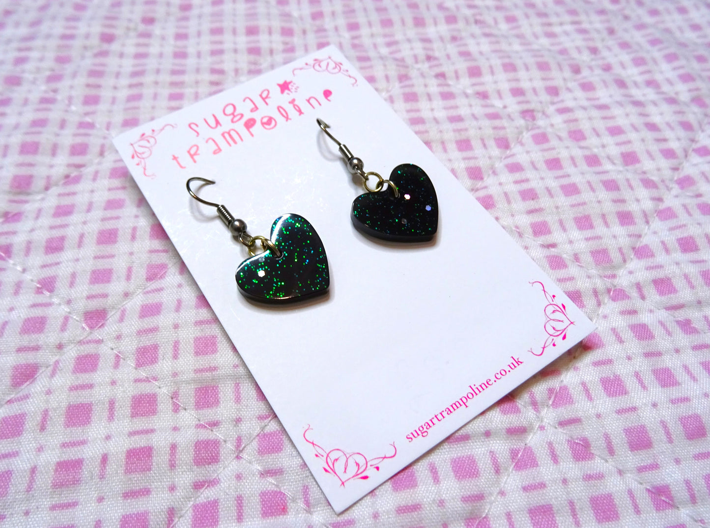 Black Heart Shaped Resin Lovecore Earrings