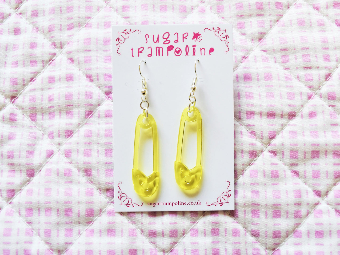 Kawaii Yellow Safety Pin Earrings