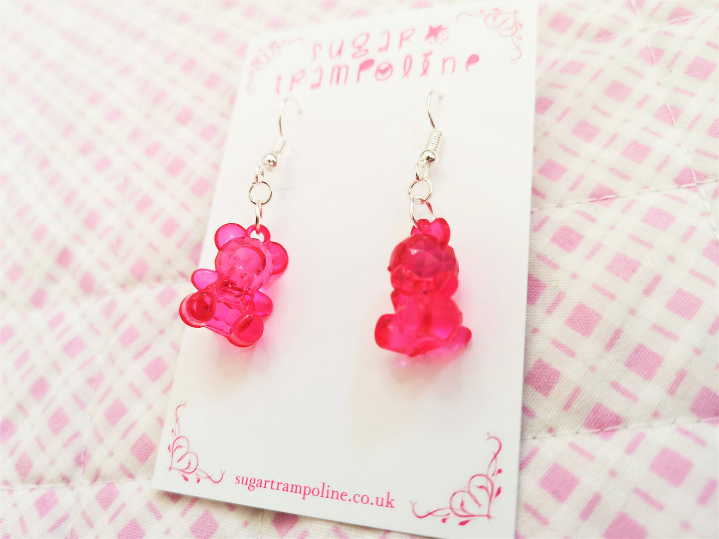 Hot Pink Kawaii Gummy Bear Earrings