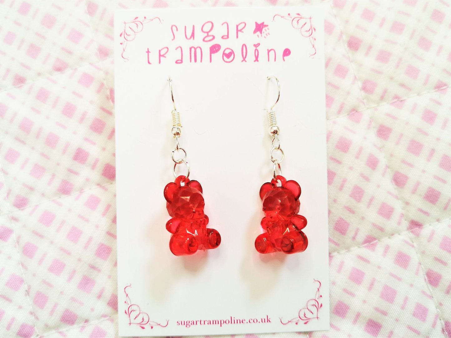 Red Kawaii Gummy Bear Earrings