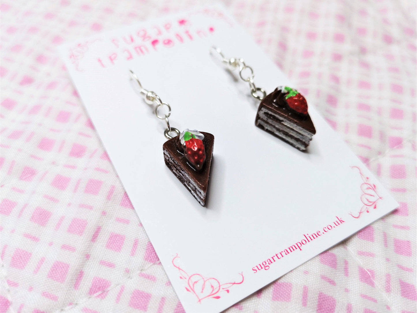 Brown Chocolate Strawberry Layer Cake Kawaii Earrings