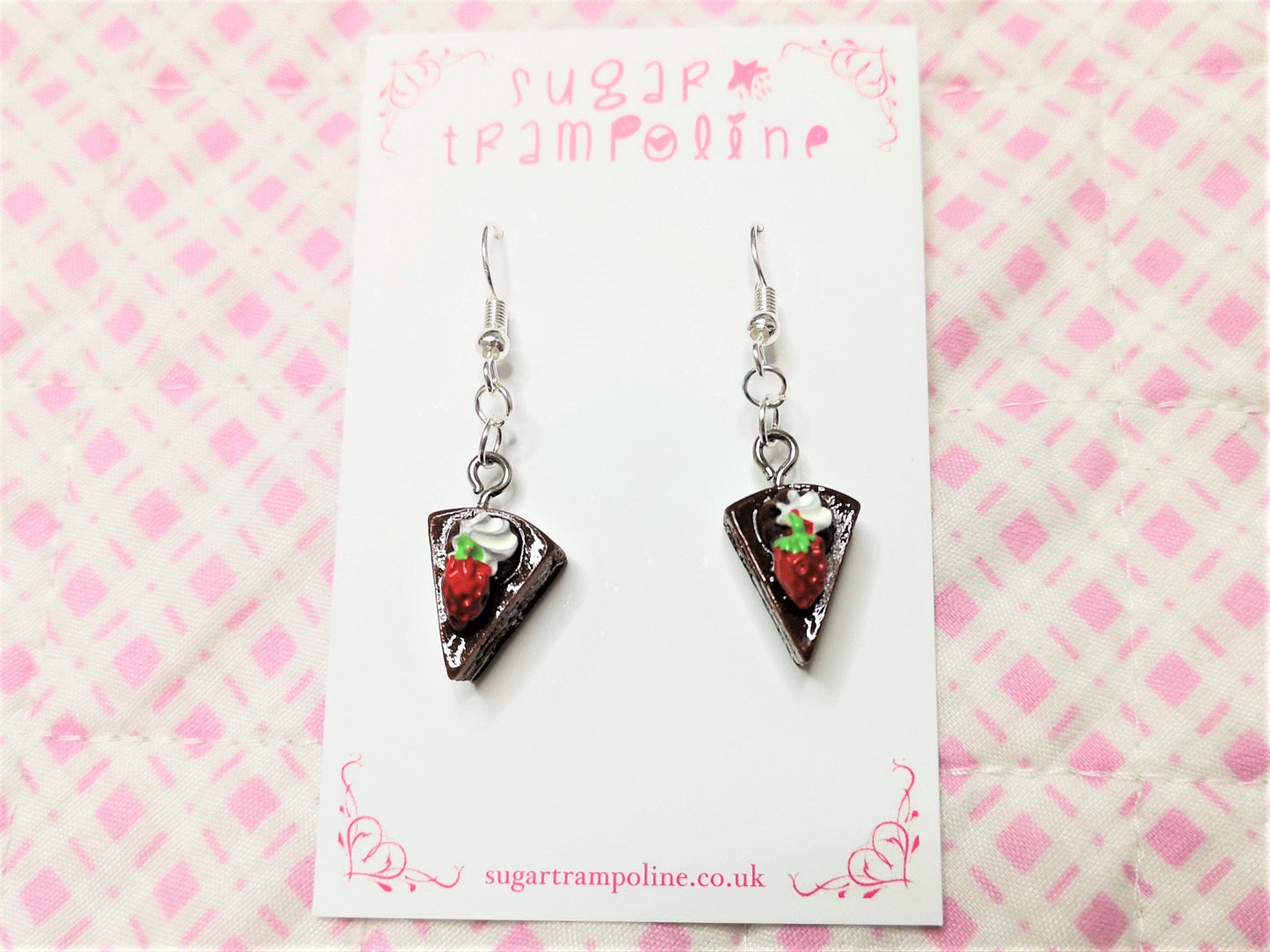Brown Chocolate Strawberry Layer Cake Kawaii Earrings