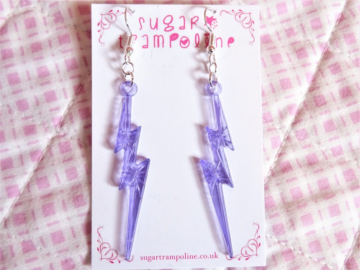 Purple Lightning Bolt Translucent Kawaii Earrings