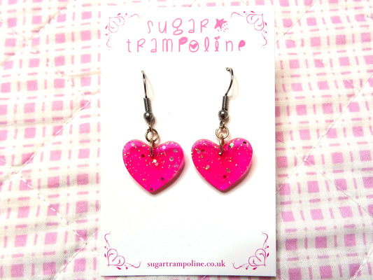 Pink Heart Shaped Resin Lovecore Earrings