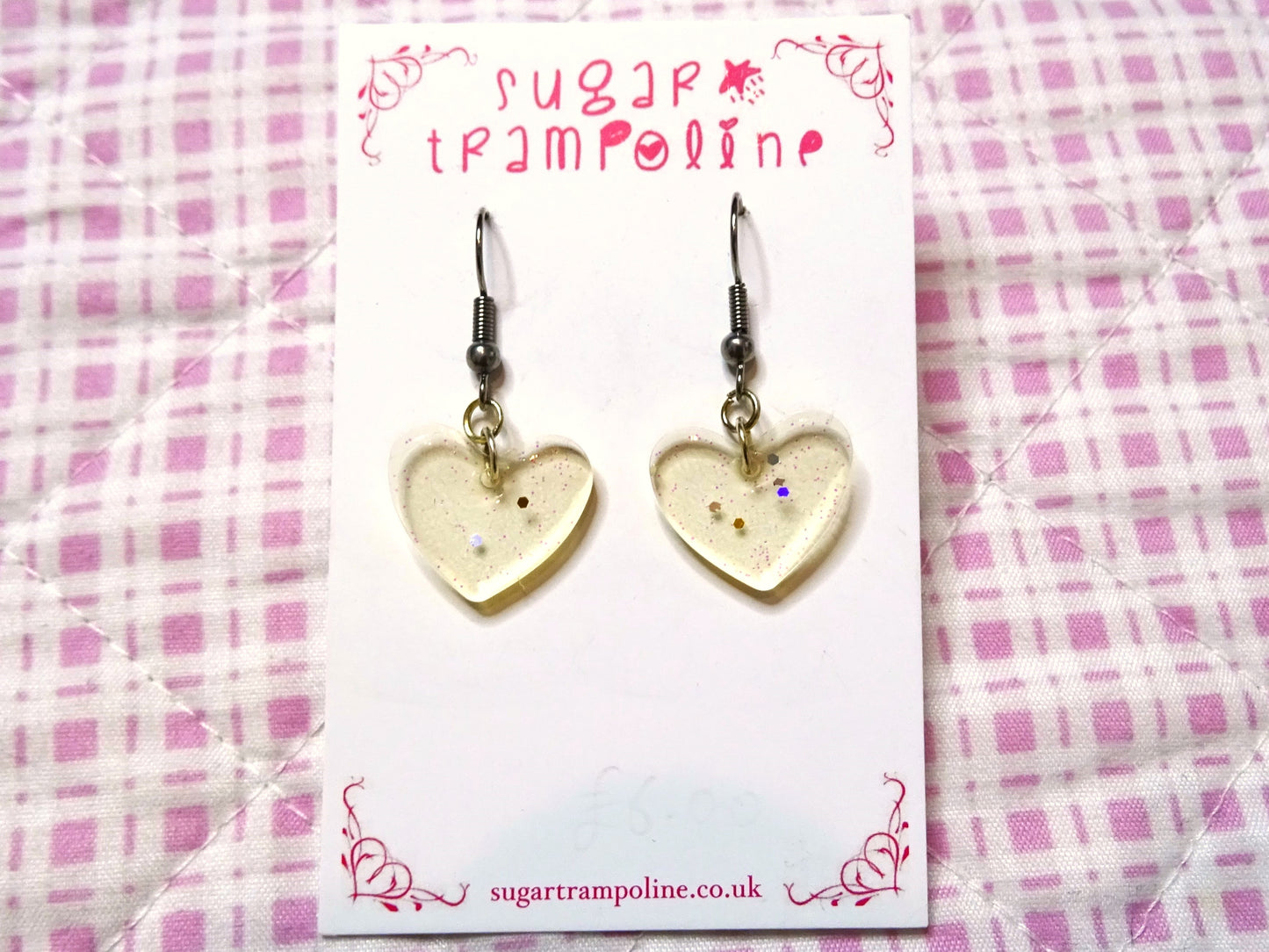 Clear Heart Shaped Resin Lovecore Earrings