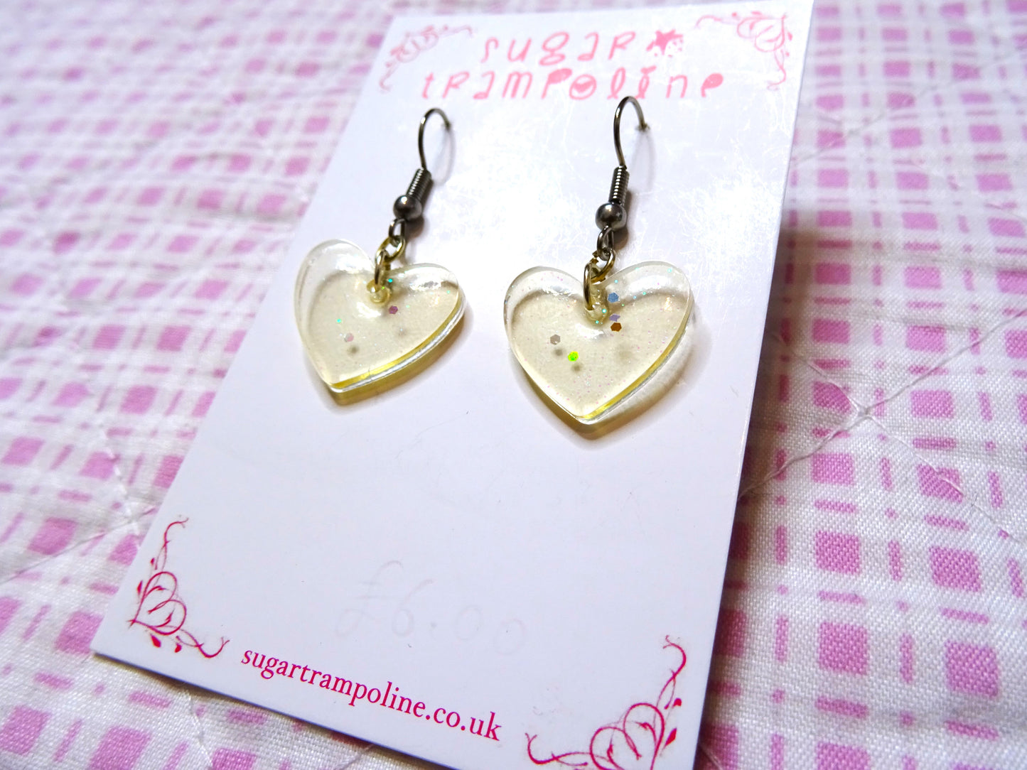 Clear Heart Shaped Resin Lovecore Earrings