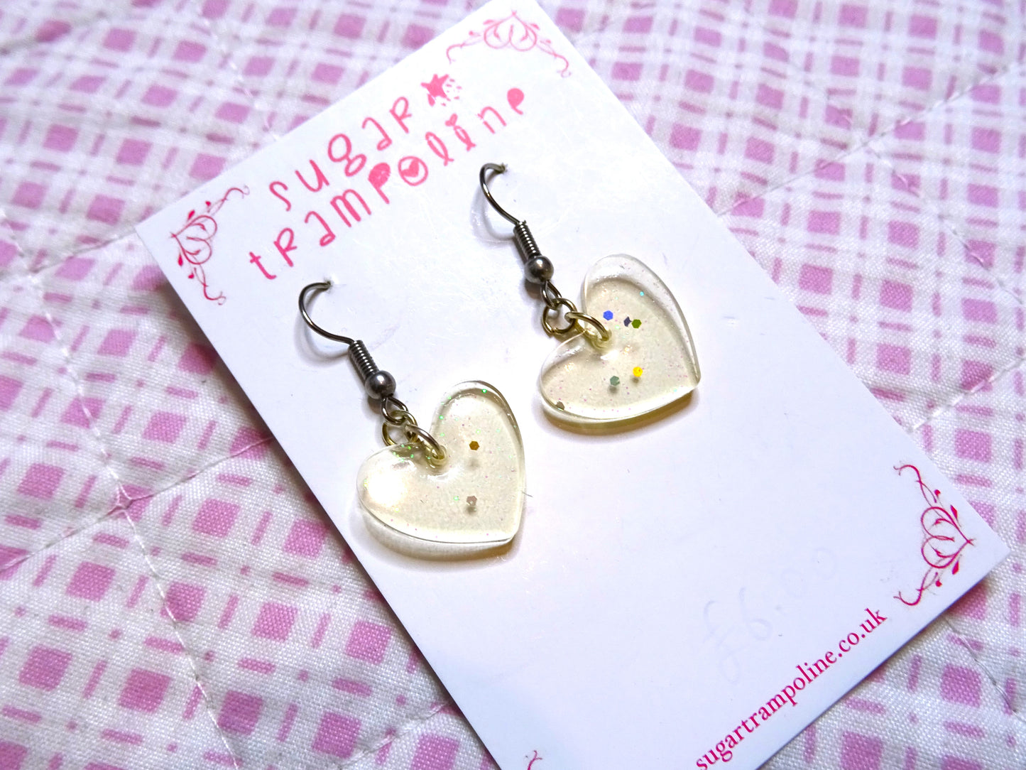 Clear Heart Shaped Resin Lovecore Earrings