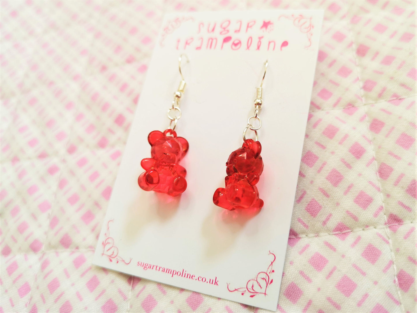 Red Kawaii Gummi Bear Earrings