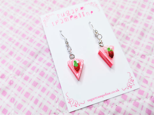 Pink Strawberry Layer Cake Kawaii Earrings