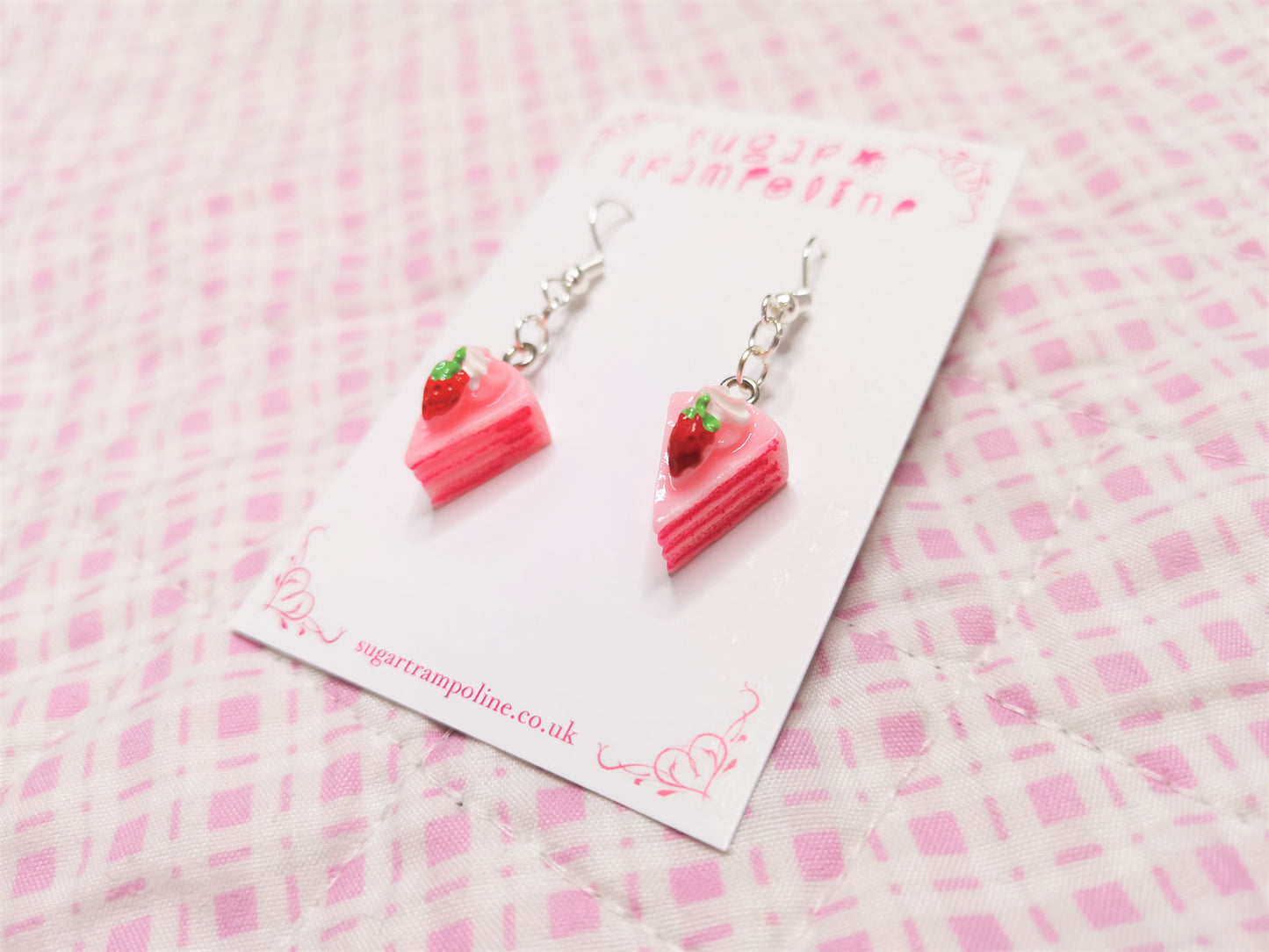 Pink Strawberry Layer Cake Kawaii Earrings